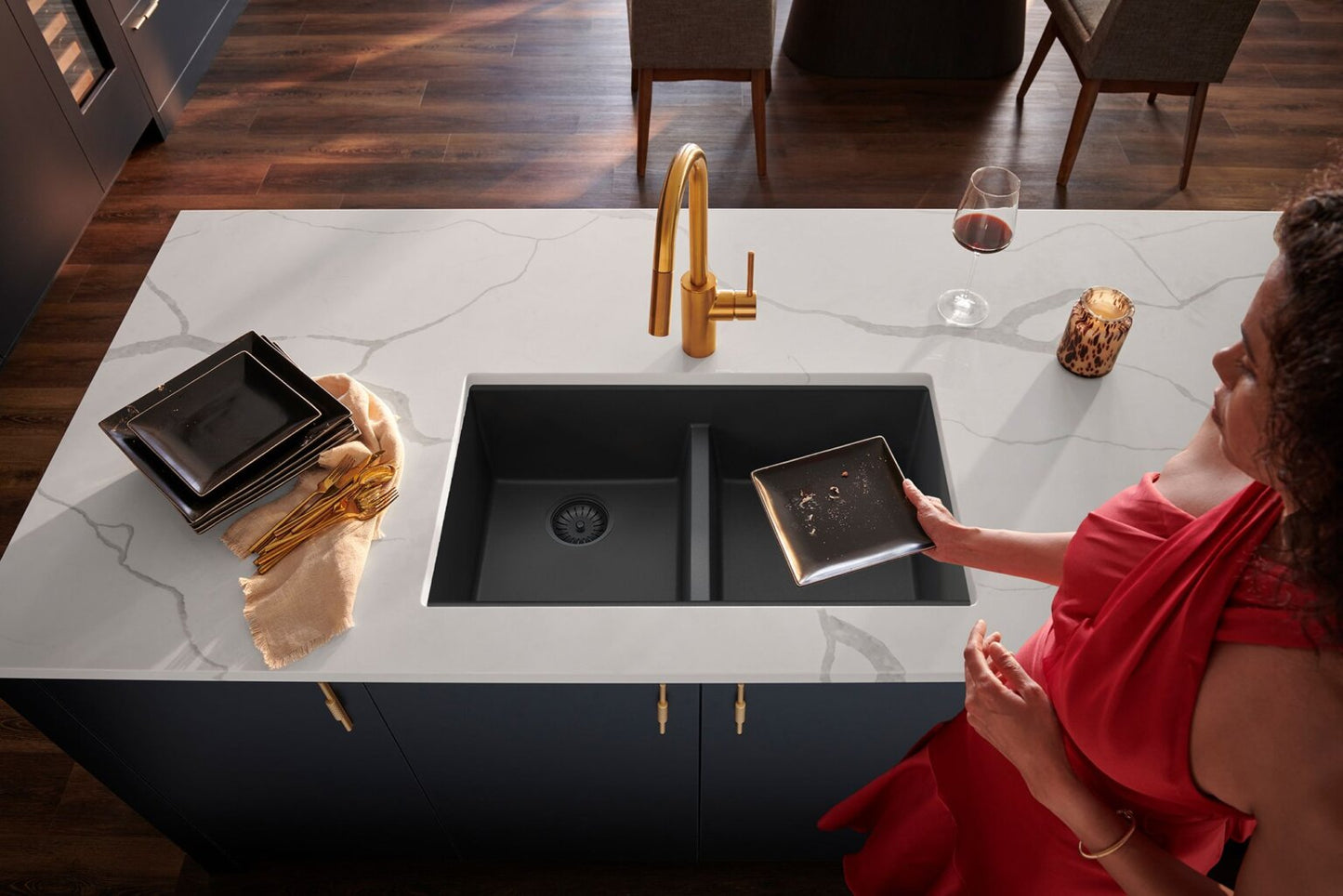 Ruvati RVG2343 32" Granite Composite Undermount Workstation Sink