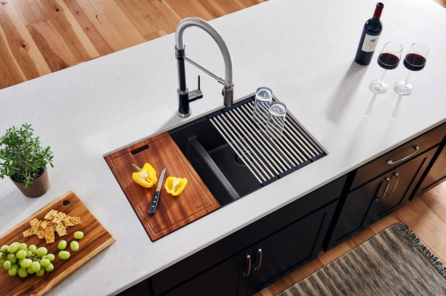 Ruvati RVG2343 32" Granite Composite Undermount Workstation Sink