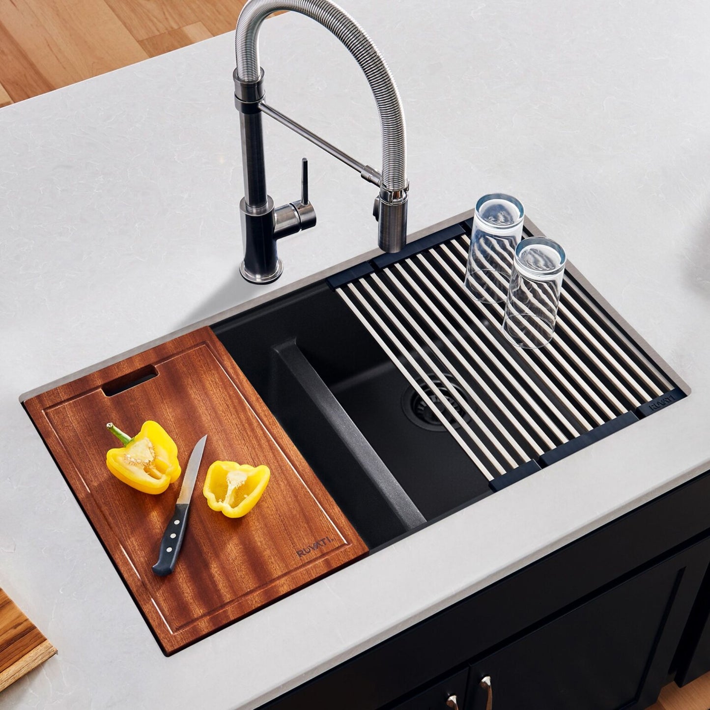 Ruvati RVG2343 32" Granite Composite Undermount Workstation Sink