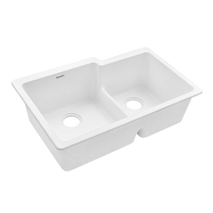 Ruvati epiGranite RVG2347 33" Undermount Double Bowl Kitchen Sink with Low Divide