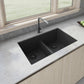 Ruvati RVG2385 33" Granite Composite Undermount Low Divide Sink