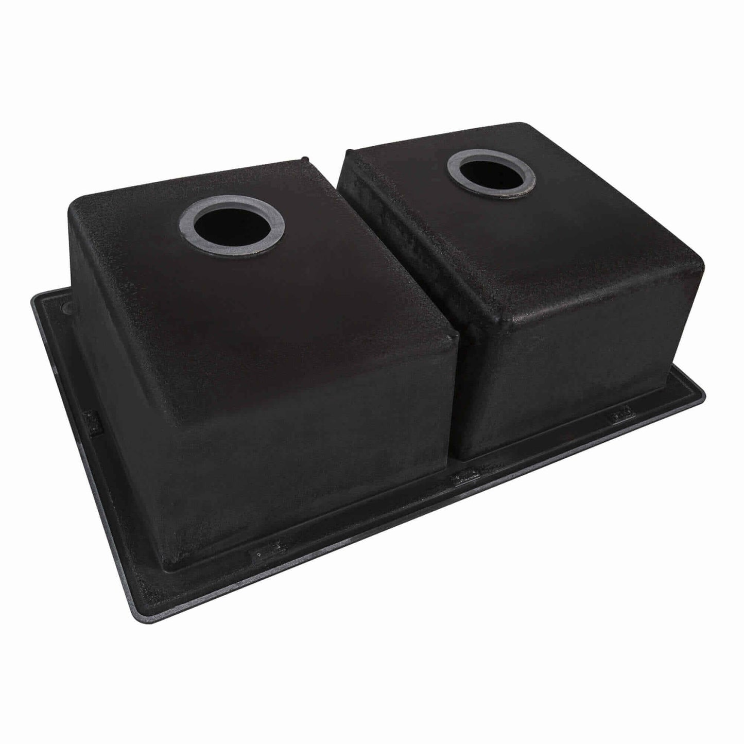 Ruvati RVG2388 32" Granite Composite Undermount Double Bowl Sink in black granite finish.