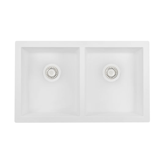 Ruvati RVG2388 32" Granite Composite Undermount Double Bowl Sink