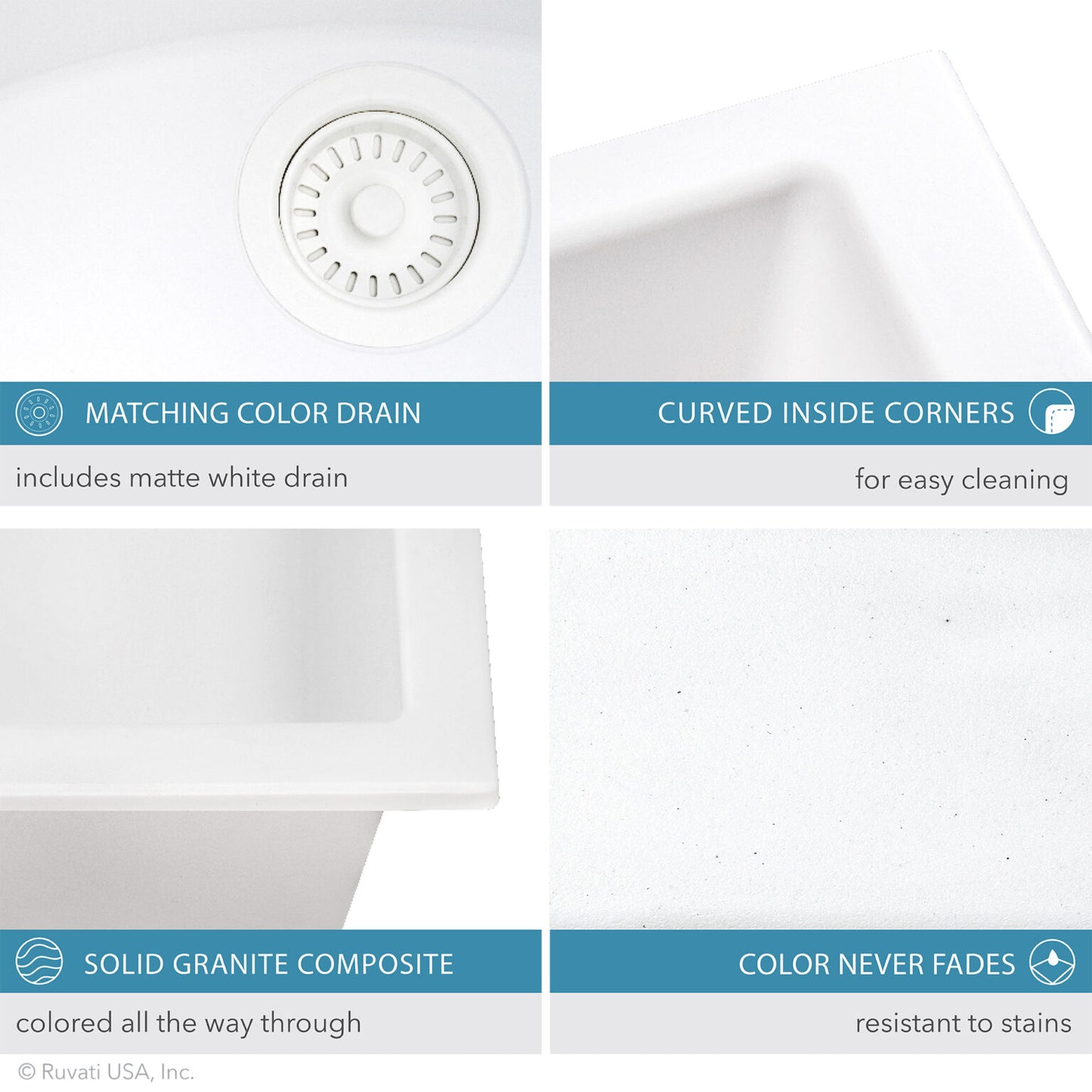 Ruvati RVG2388 32" Granite Composite Undermount Double Bowl Sink