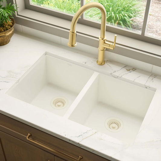 Ruvati RVG2388 32" Granite Composite Undermount Double Bowl Sink