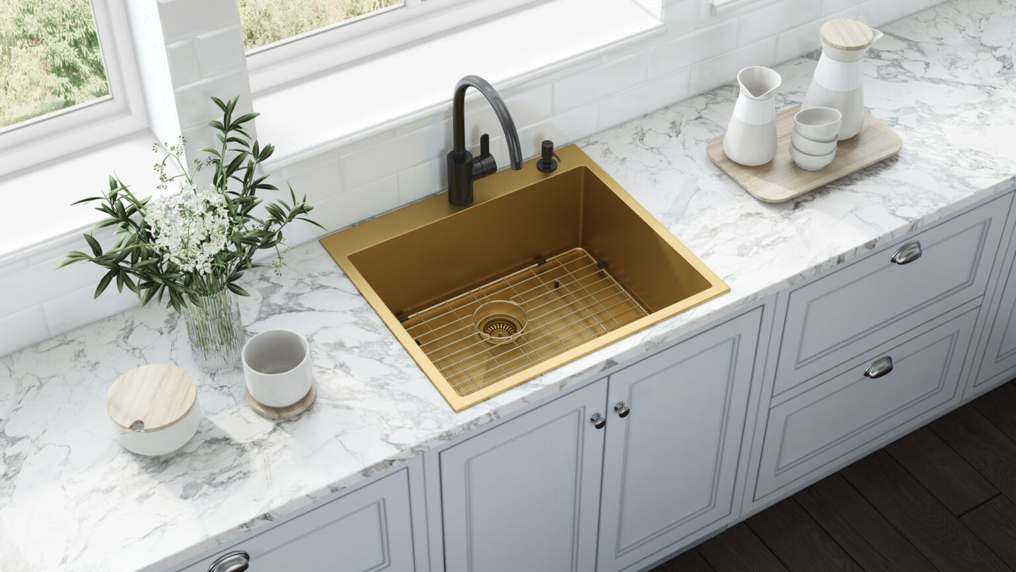 Ruvati 25" Terraza Nano-PVD Topmount Kitchen Sink Single Bowl - RVH5007