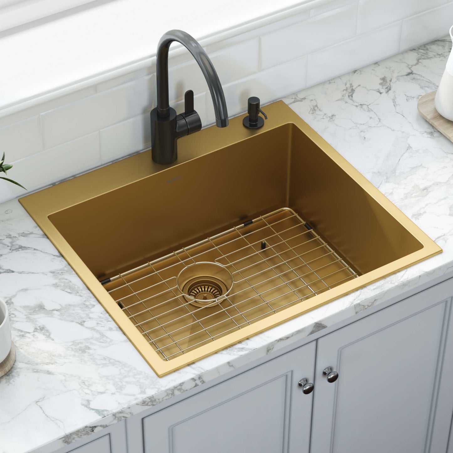 Ruvati 25" Terraza Nano-PVD Topmount Kitchen Sink Single Bowl - RVH5007