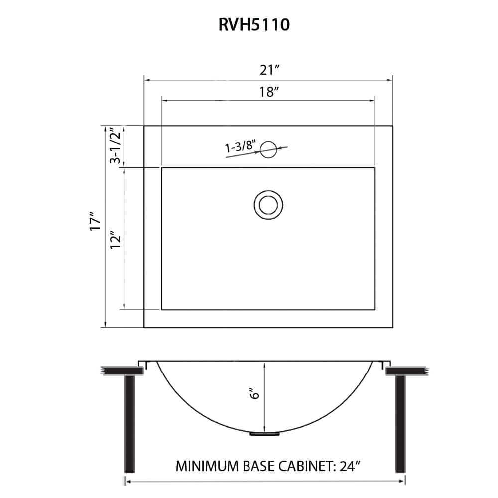 Ruvati 21" x 17" Ariaso Nano-PVD Arc Bowl Bathroom Sink Topmount - RVH5110
