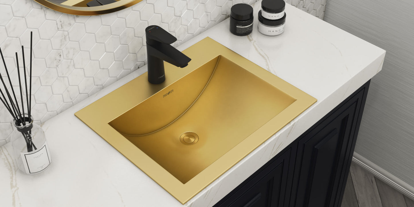 Ruvati 21" x 17" Ariaso Nano-PVD Arc Bowl Bathroom Sink Topmount - RVH5110
