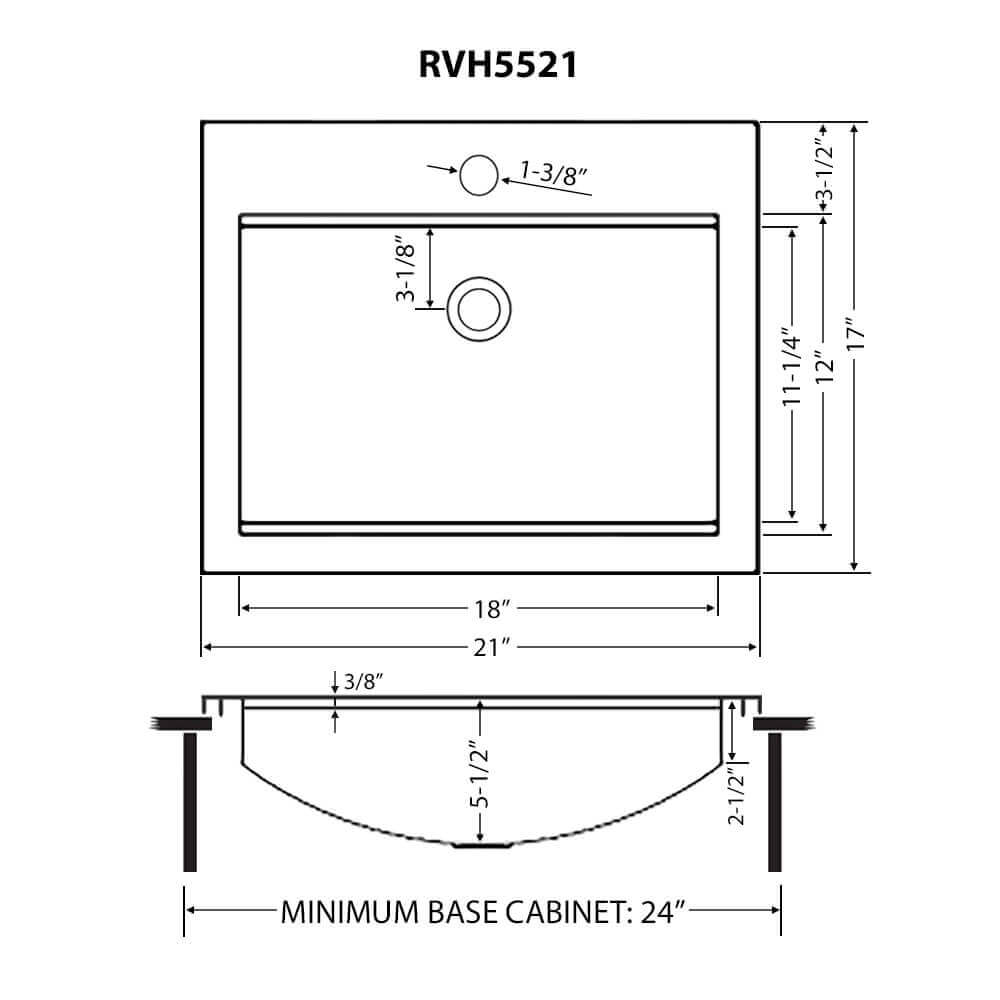 Ruvati 21" x 17" Brenna Workstation Bathroom Sink Topmount - RVH5521ST