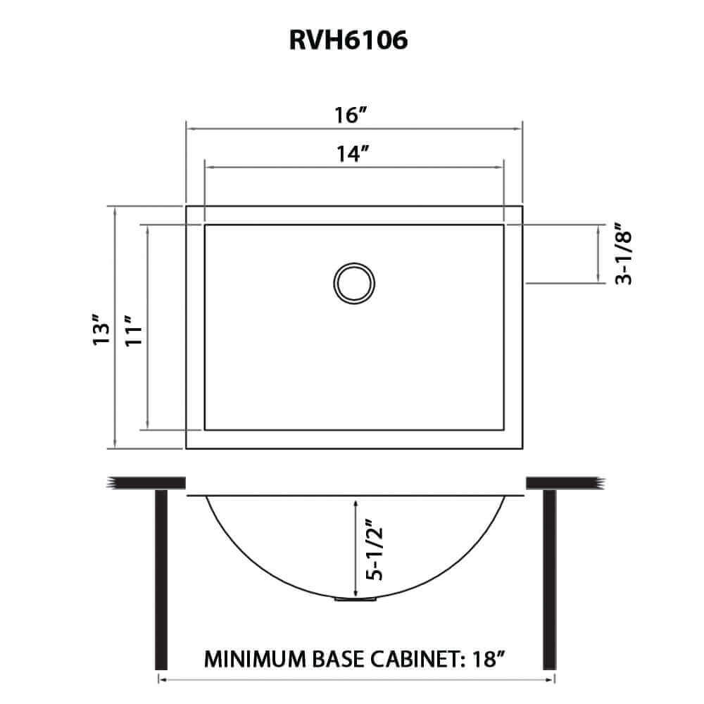 Ruvati 16" x 13" Ariaso Arc Bowl Bathroom Sink Undermount - RVH6106