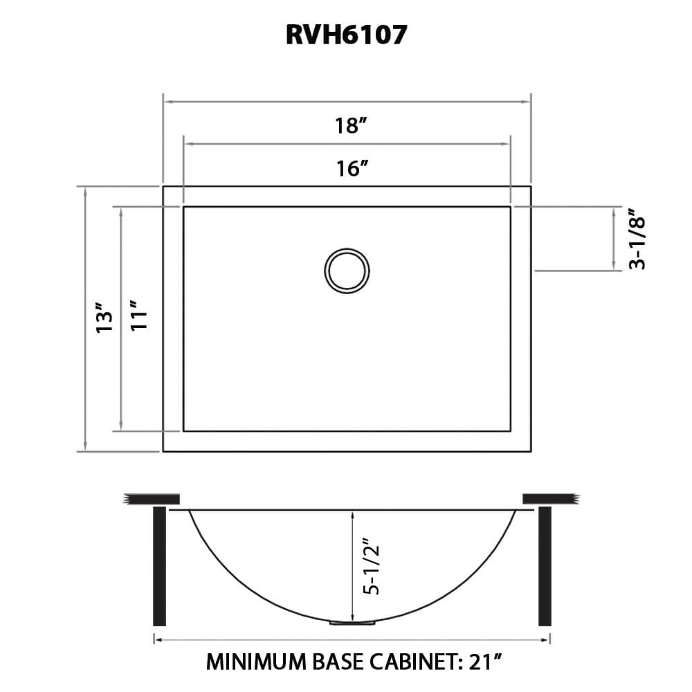 Ruvati 18" x 13" Ariaso Arc Bowl Bathroom Sink Undermount - RVH6107