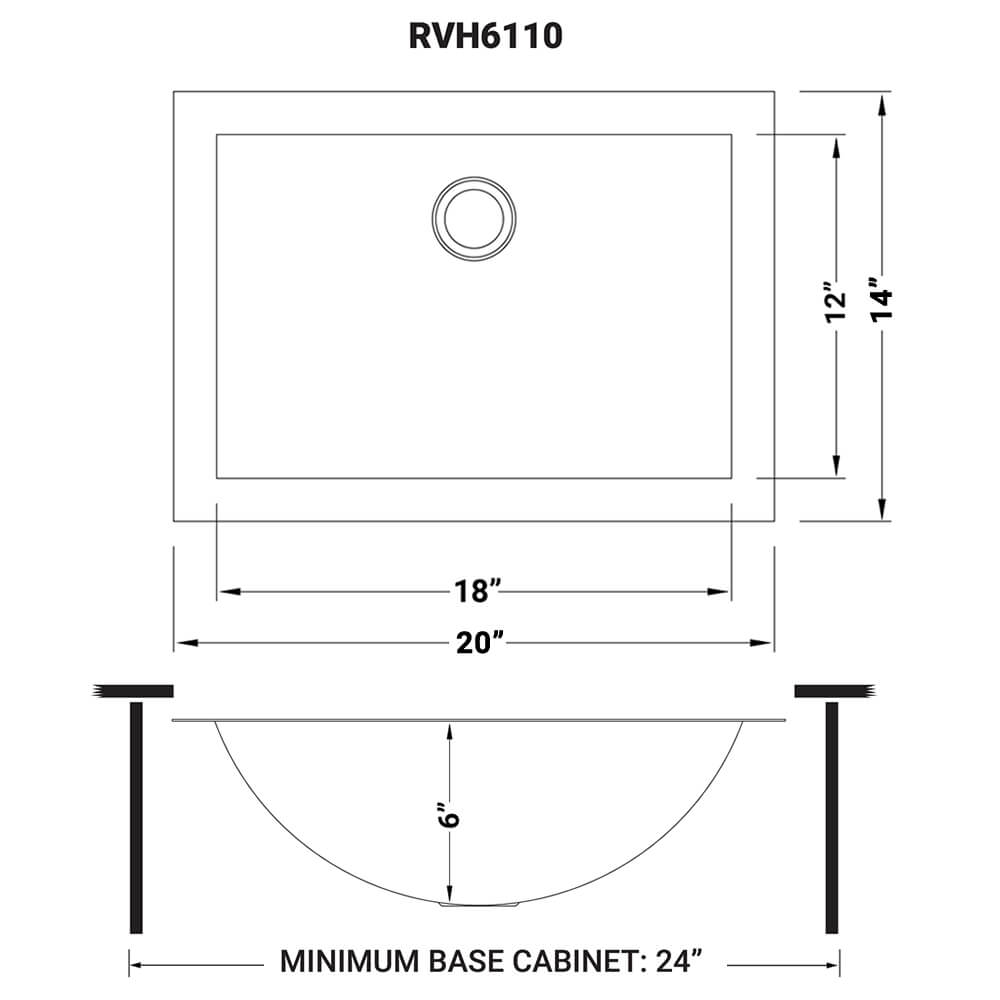 Ruvati 20" x 14" Ariaso Nano-PVD Arc Bowl Bathroom Sink Undermount - RVH6110