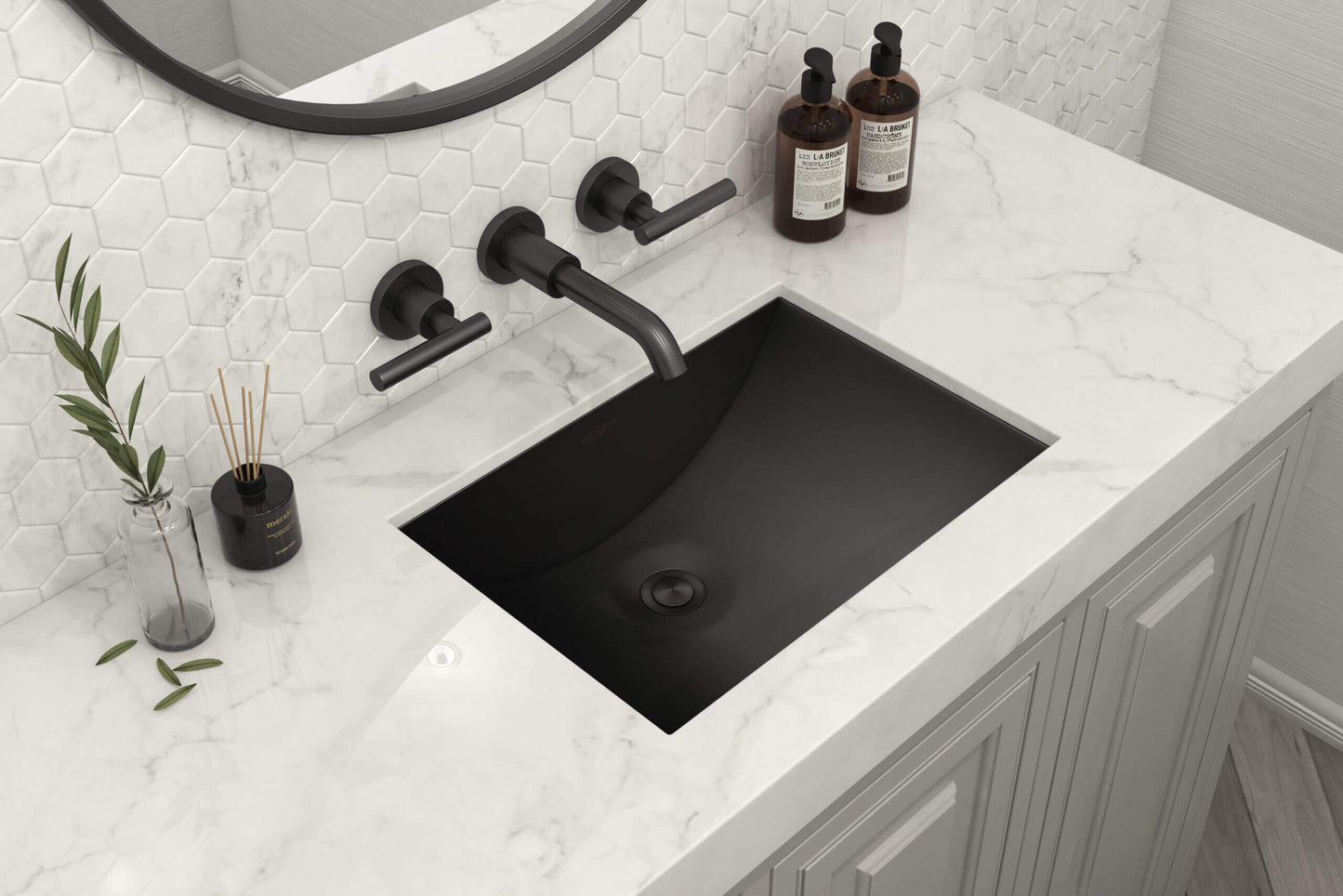 Ruvati 20" x 14" Ariaso Nano-PVD Arc Bowl Bathroom Sink Undermount - RVH6110