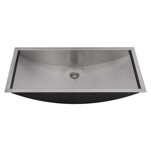 Ruvati 30" x 14" Ariaso Nano-PVD Arc Bowl Bathroom Sink Undermount - RVH6120 in brushed stainless steel finish.