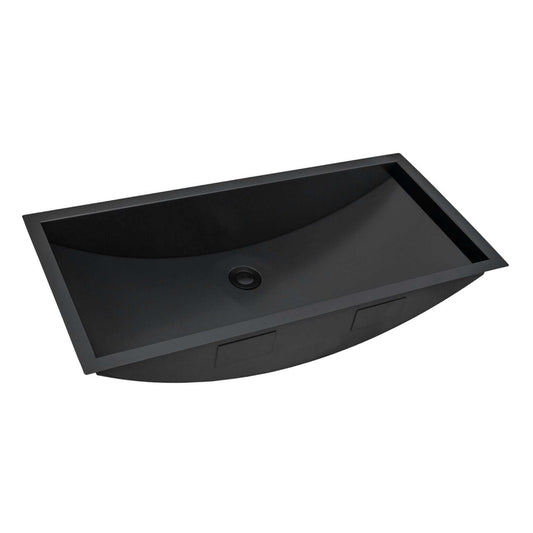 Ruvati 34" x 14" Ariaso Nano-PVD Arc Bowl Bathroom Sink Undermount - RVH6134 in Gunmetal Black finish.