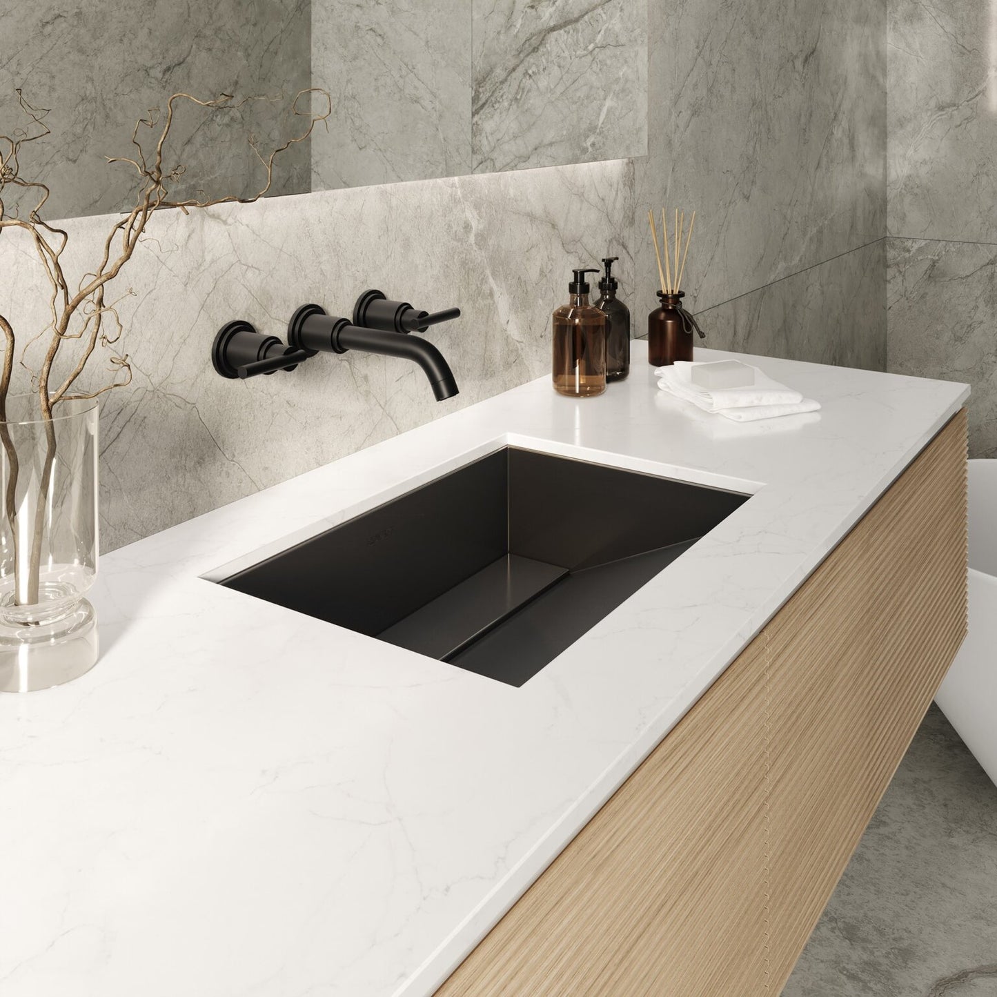 Ruvati 20" x 14" Ariaso Nano-PVD Ramp Bathroom Sink Undermount - RVH6140