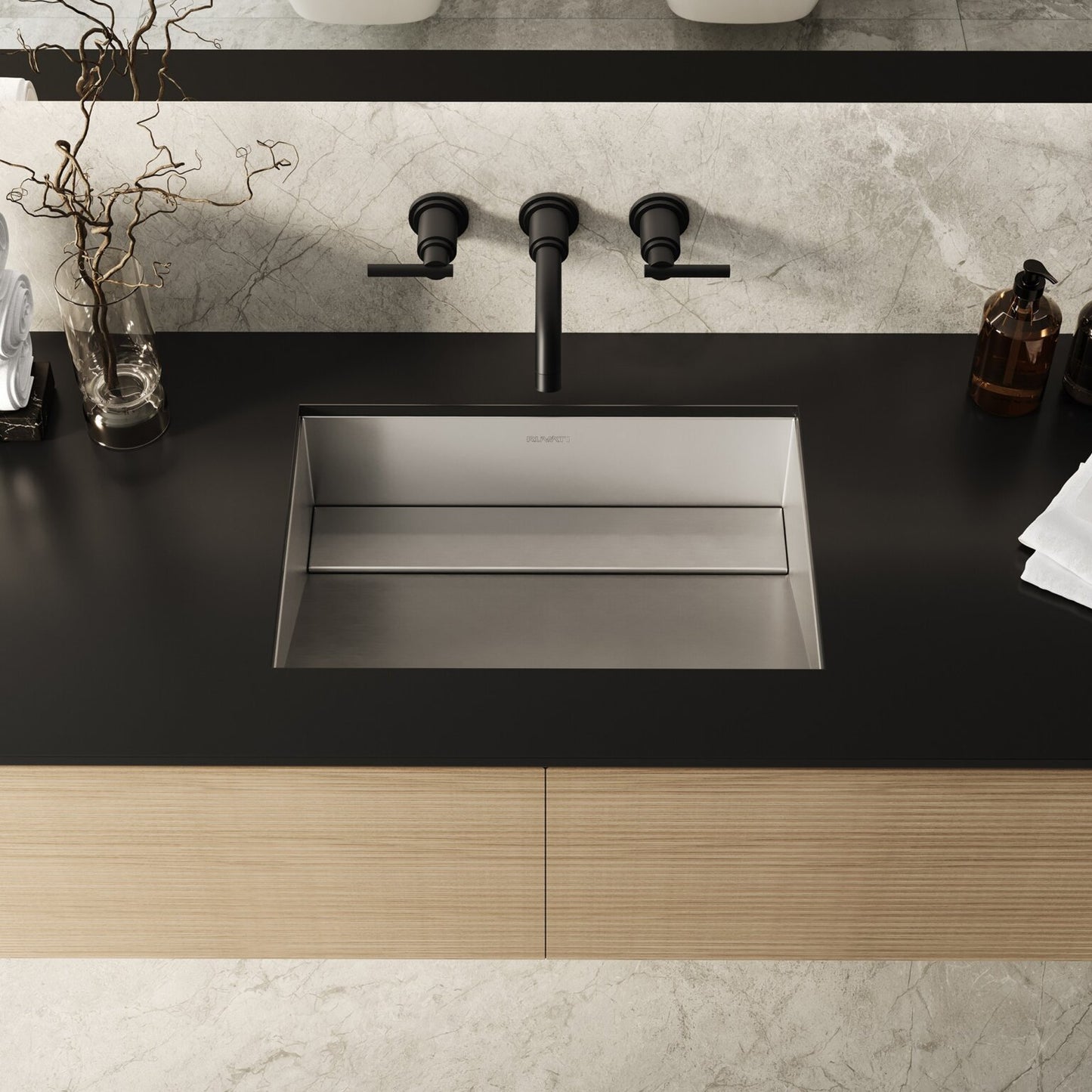 Ruvati 20" x 14" Ariaso Nano-PVD Ramp Bathroom Sink Undermount - RVH6140