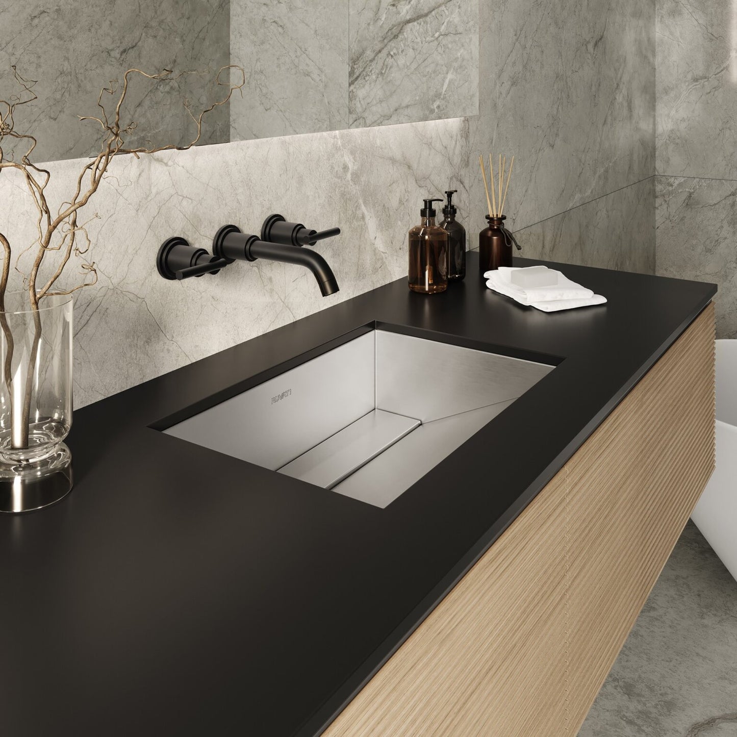 Ruvati 20" x 14" Ariaso Nano-PVD Ramp Bathroom Sink Undermount - RVH6140
