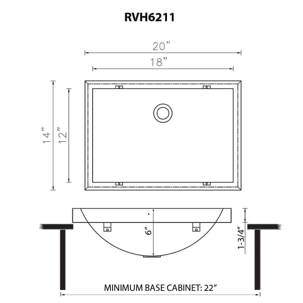 Ruvati 20" x 14" Ariaso Nano-PVD Semi-Recessed Bathroom Sink - RVH6211