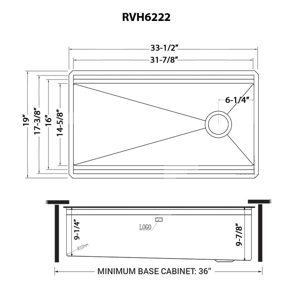 Ruvati 33" Dual-Tier Pro Workstation Kitchen Sink Undermount - RVH6222