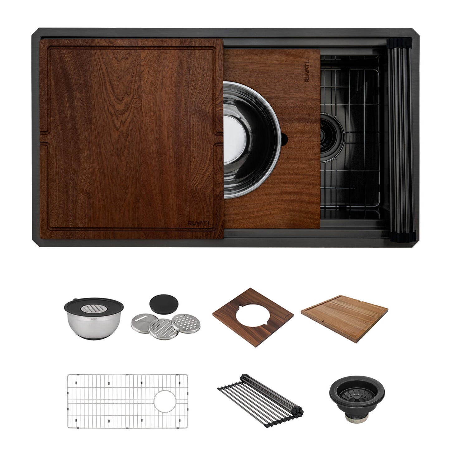 Ruvati 33" Dual-Tier Pro Workstation Kitchen Sink Undermount - RVH6222