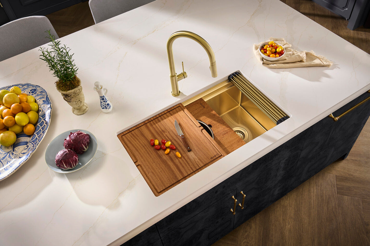 Ruvati 33" Dual-Tier Pro Workstation Kitchen Sink Undermount - RVH6222