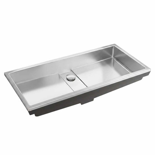 Ruvati 33" Ariaso Semi-Recessed Arc Bowl Bathroom Sink - RVH6244ST, stainless steel, modern design, semi-recessed format