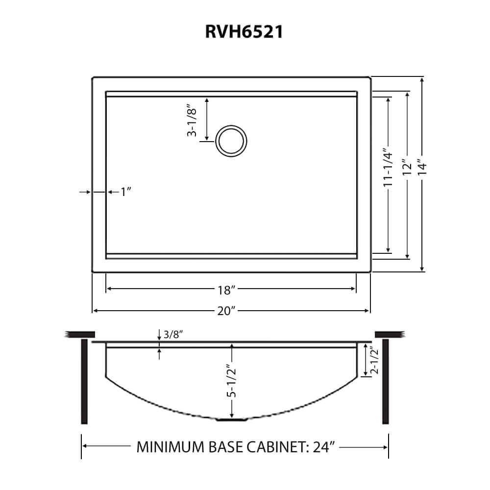 Ruvati 20" x 14" Brenna Workstation Bathroom Sink Undermount - RVH6521ST