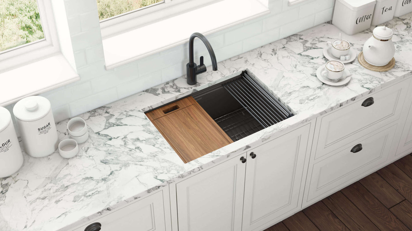 Ruvati 30" Giana Nano-PVD Workstation Kitchen Sink Undermount - RVH6530