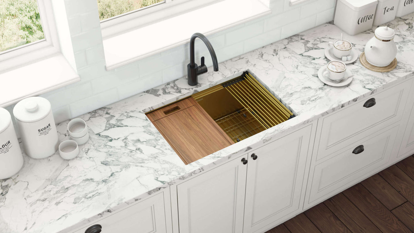 Ruvati 30" Giana Nano-PVD Workstation Kitchen Sink Undermount - RVH6530