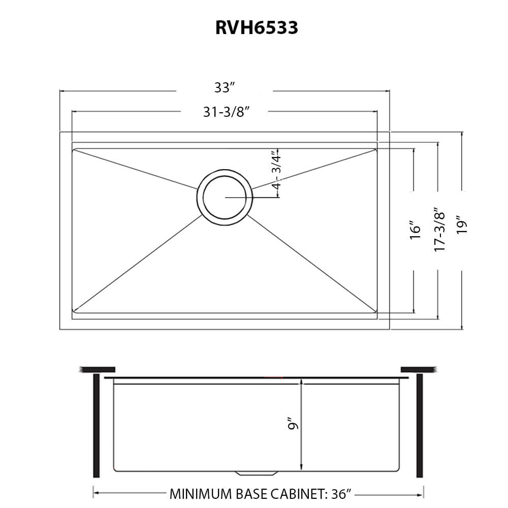 Ruvati 33" Giana Nano-PVD Workstation Kitchen Sink Undermount - RVH6533