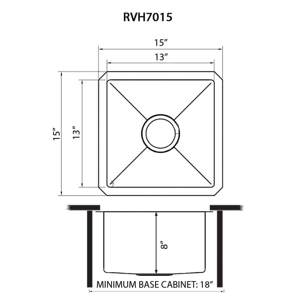 Ruvati 15" Terraza Nano-PVD Bar Prep Sink Undermount - RVH7015