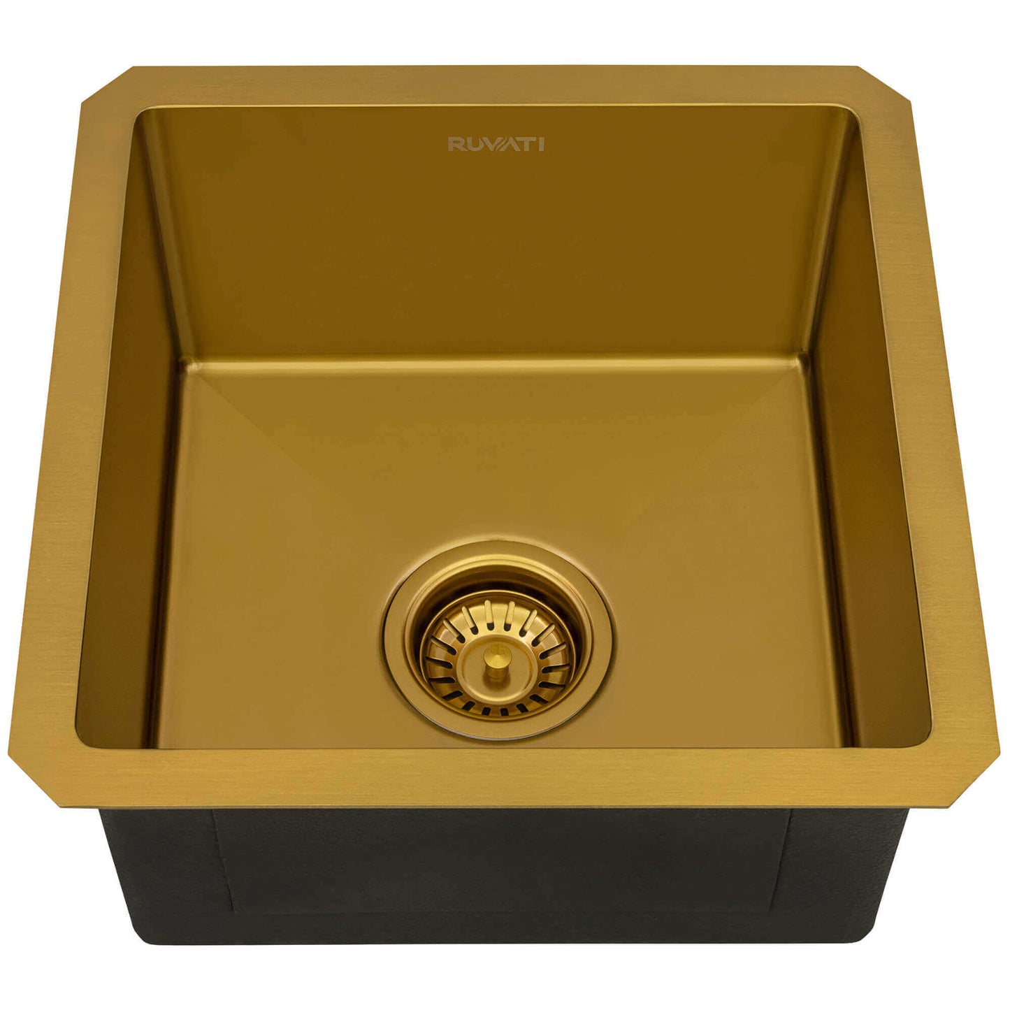 Ruvati 15" Terraza Nano-PVD Bar Prep Sink Undermount - RVH7015 in gold finish, square undermount design.