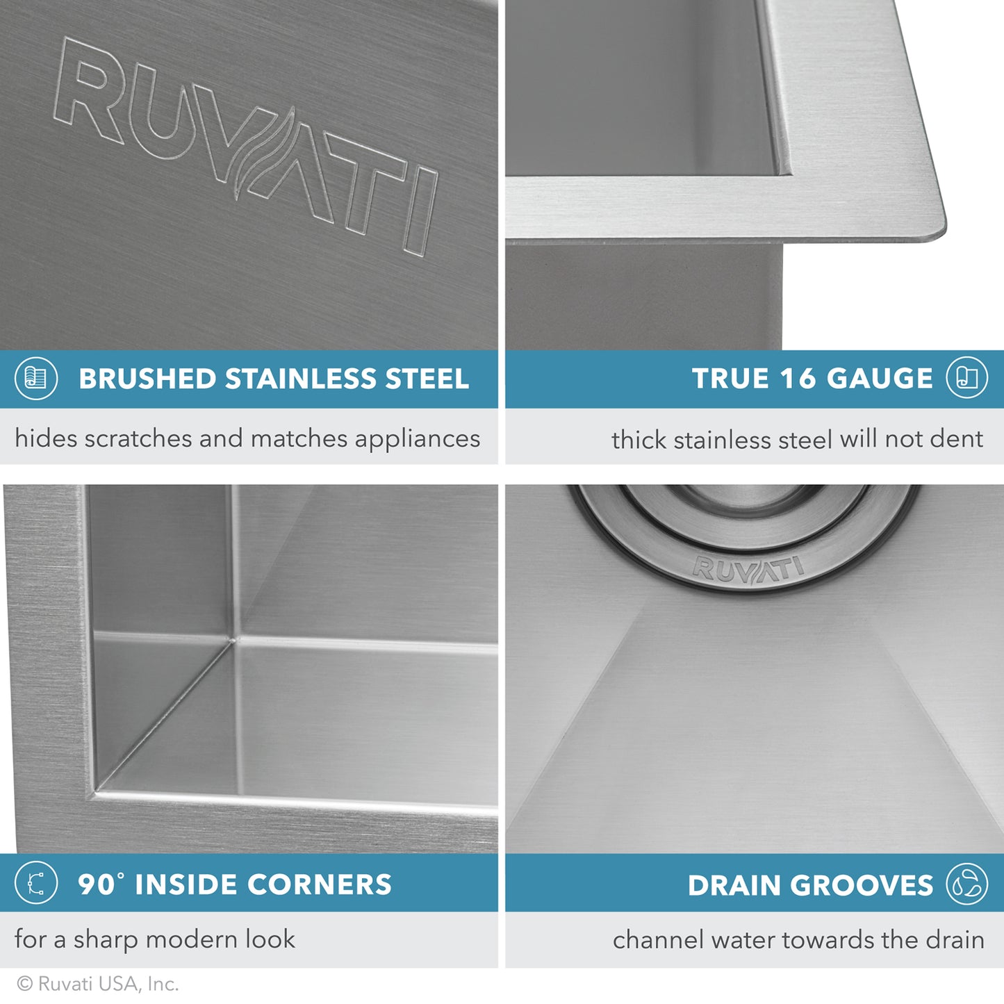 Ruvati 23" Nesta Zero Radius Bar Prep Sink Undermount - RVH7100