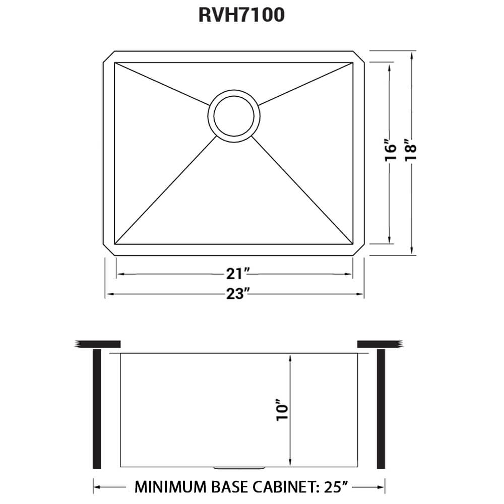 Ruvati 23" Nesta Zero Radius Bar Prep Sink Undermount - RVH7100