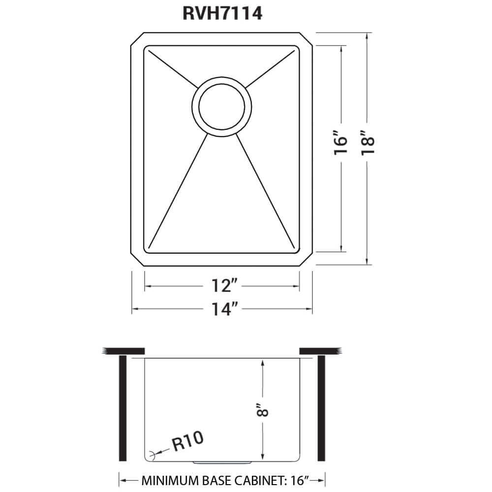 Ruvati 14" Terraza Nano-PVD Bar Prep Sink Undermount - RVH7114