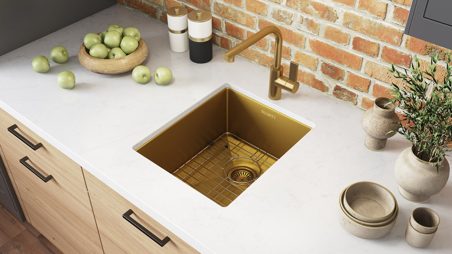 Ruvati 14" Terraza Nano-PVD Bar Prep Sink Undermount - RVH7114