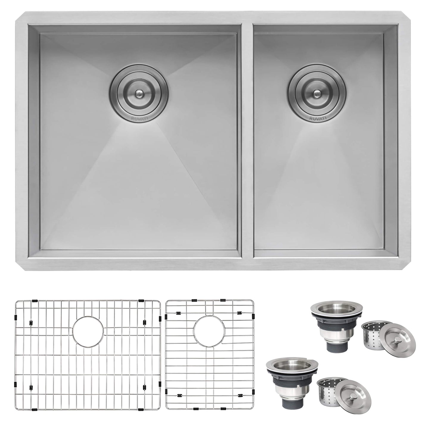 Ruvati 29" Nesta Zero Radius Double Bowl Undermount Kitchen Sink - RVH7200