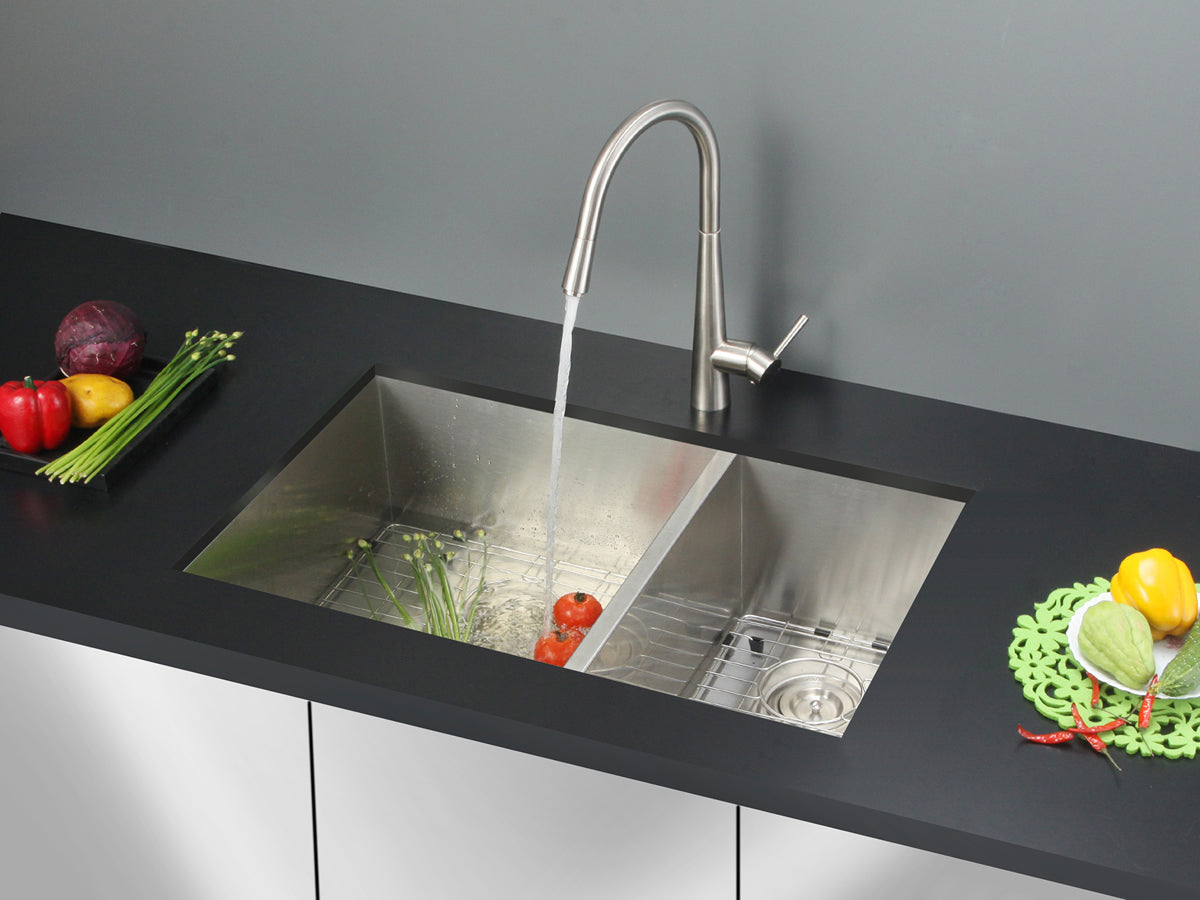 Ruvati 29" Nesta Zero Radius Double Bowl Undermount Kitchen Sink - RVH7200