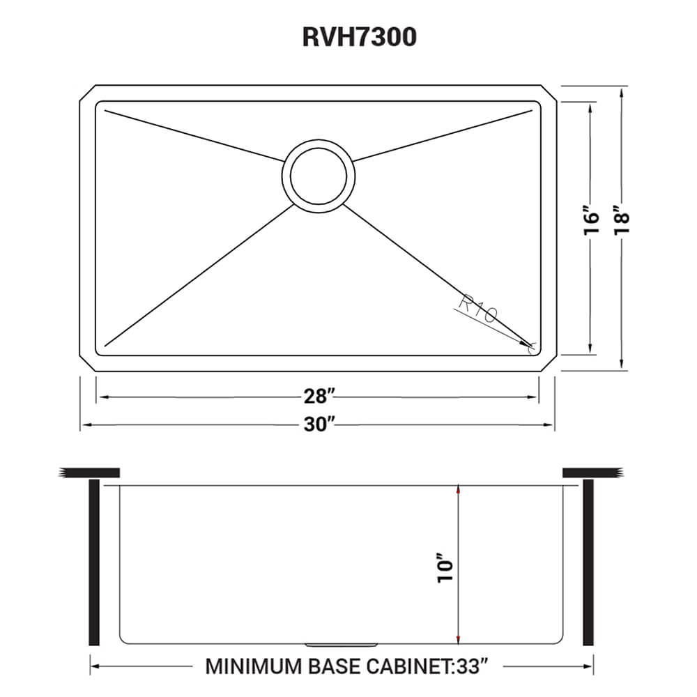 Ruvati 30" Gravena Single Bowl Undermount Kitchen Sink - RVH7300
