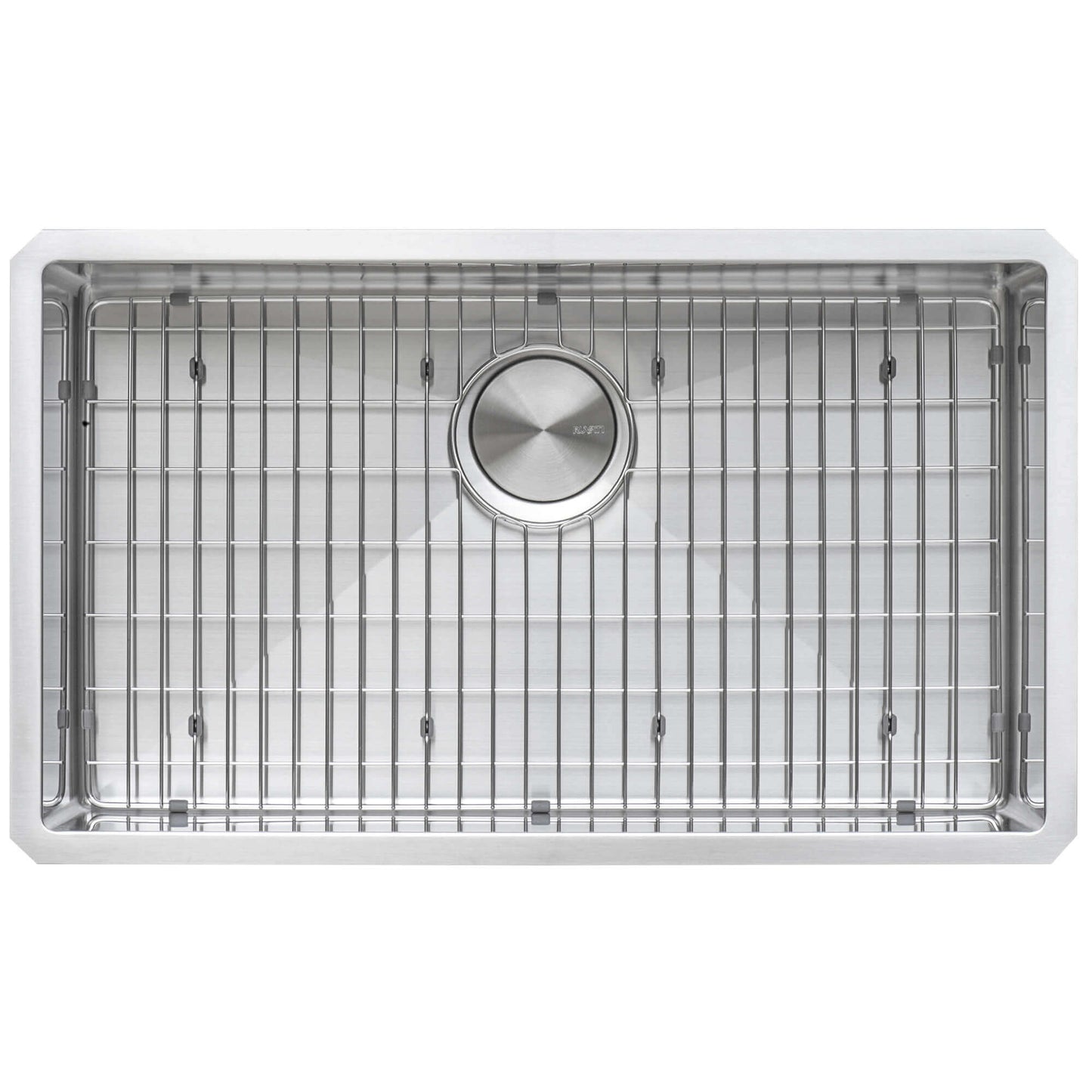 Ruvati 32" Gravena Single Bowl Undermount Kitchen Sink - RVH7400 with stainless steel grate.