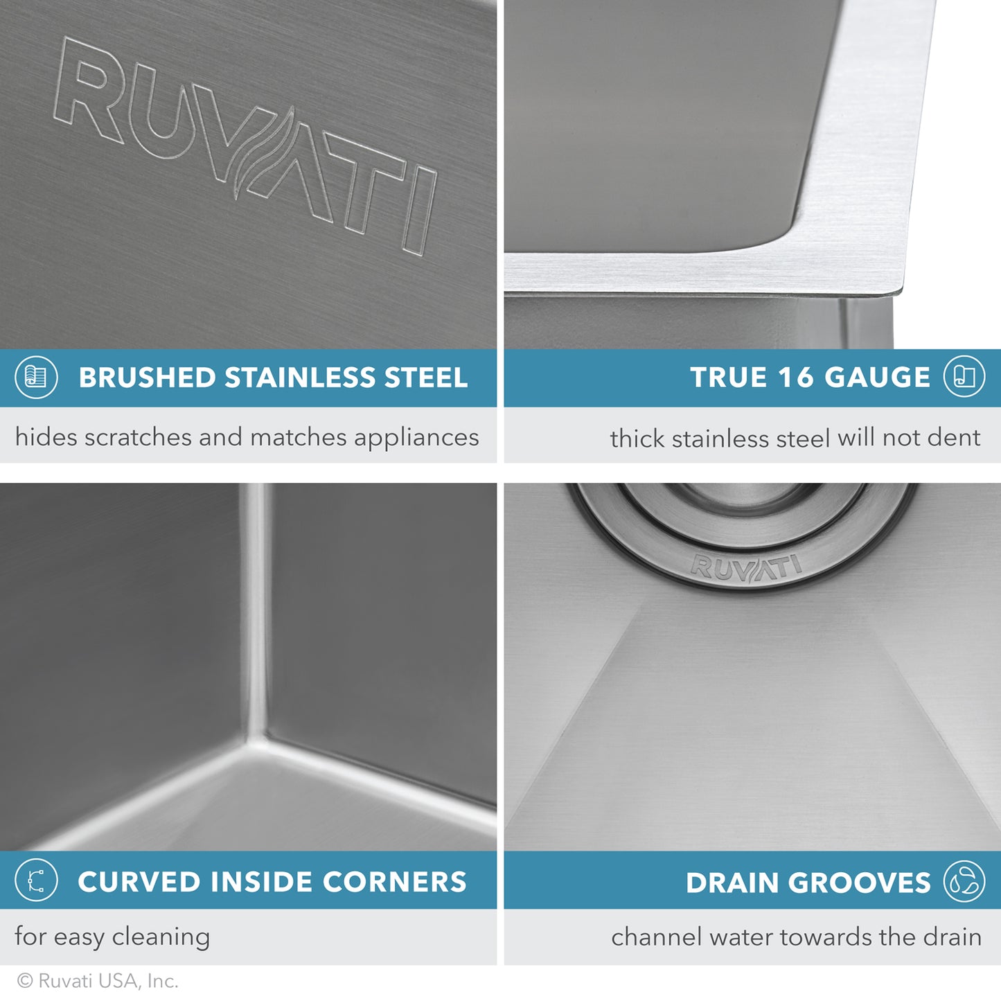 Ruvati 32" Gravena Single Bowl Undermount Kitchen Sink - RVH7400