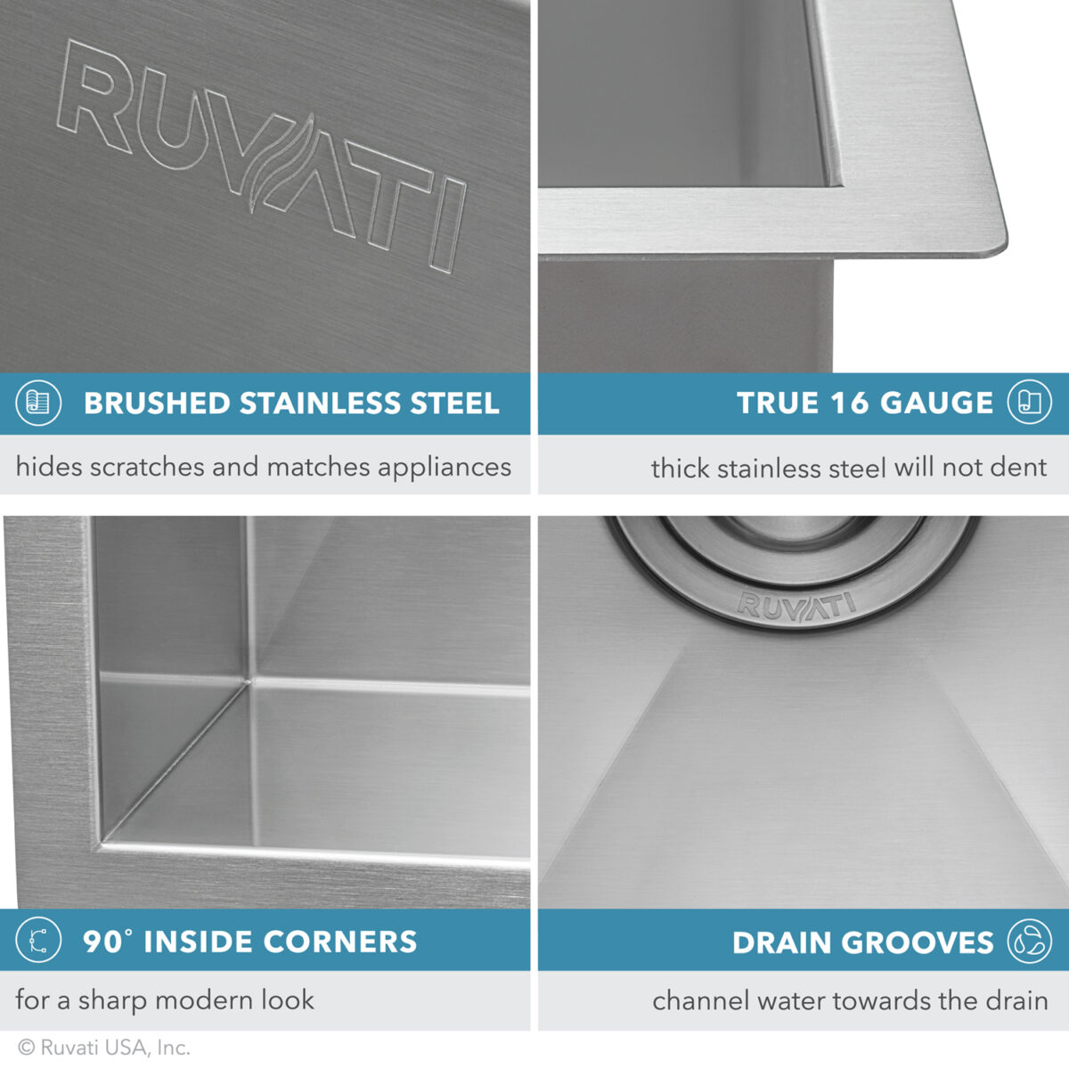 Ruvati 32" Nesta Zero Radius Double Bowl Undermount Kitchen Sink - RVH7515