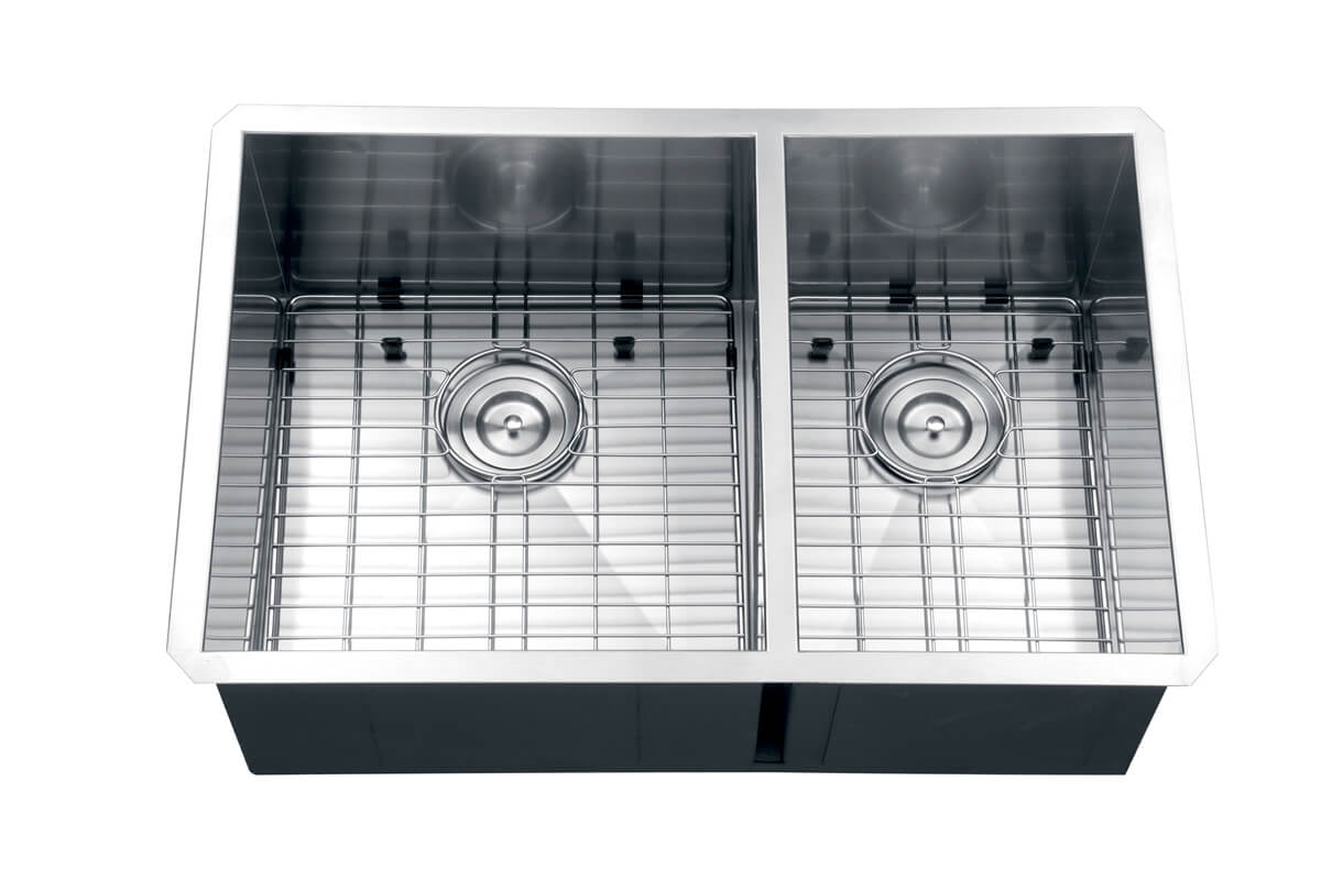 Ruvati 32" Nesta Zero Radius Double Bowl Undermount Kitchen Sink - RVH7515