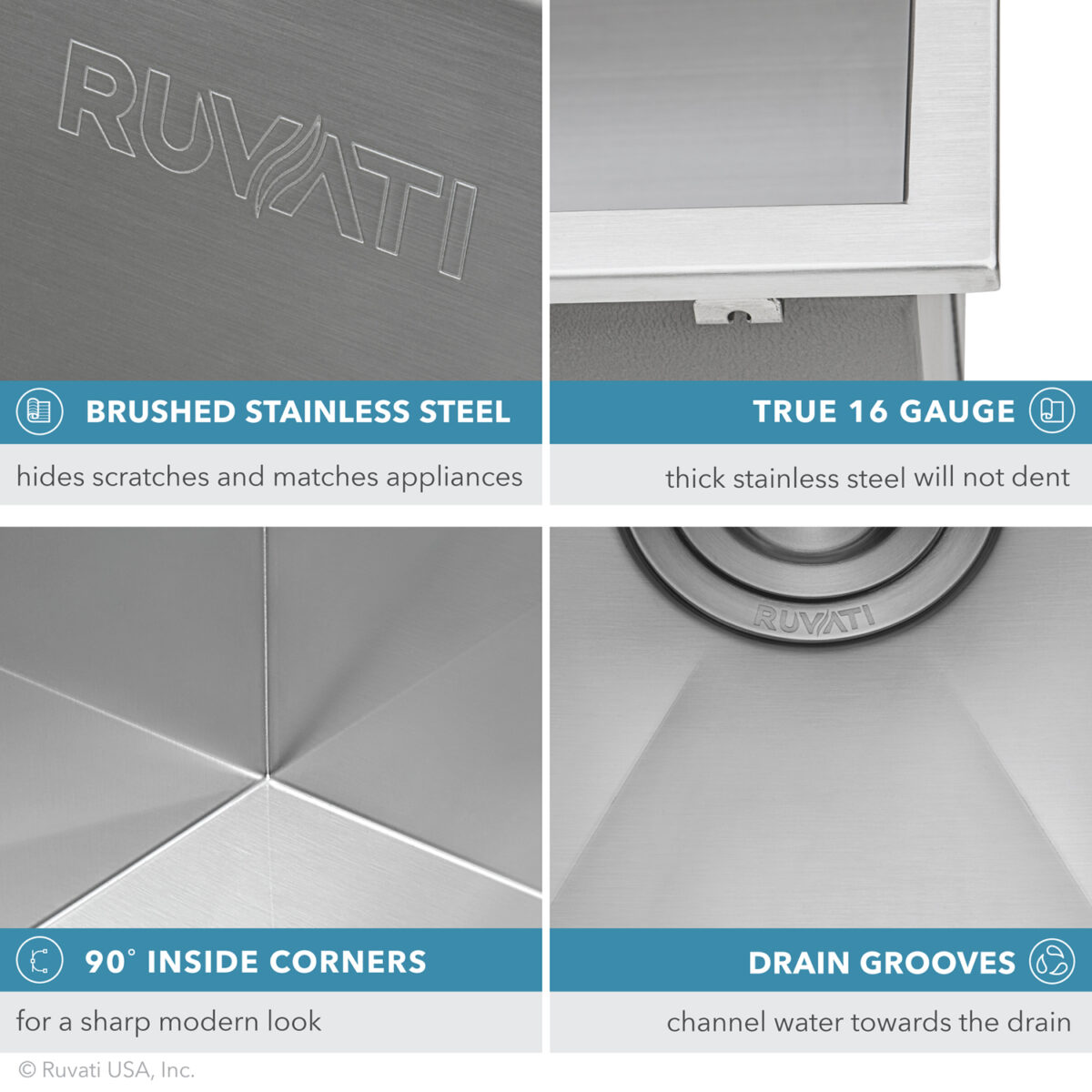 Ruvati 15" x 20" Tirana Stainless Steel Bar Prep Sink Drop-In - RVH8110