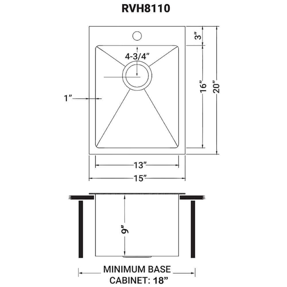 Ruvati 15" x 20" Terraza Nano-PVD Bar Prep Sink Drop-In - RVH8110