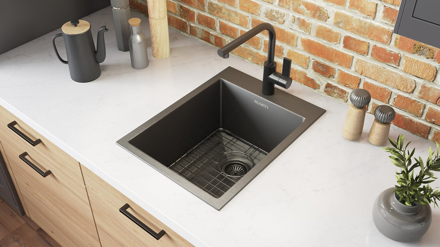 Ruvati 15" x 20" Terraza Nano-PVD Bar Prep Sink Drop-In - RVH8110