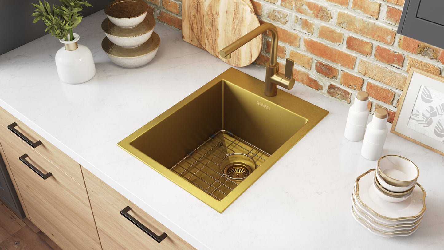 Ruvati 15" x 20" Terraza Nano-PVD Bar Prep Sink Drop-In - RVH8110