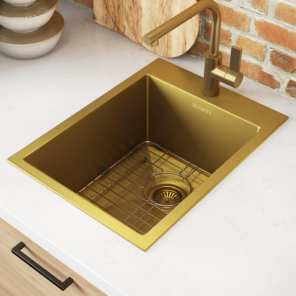 Ruvati 15" x 20" Terraza Nano-PVD Bar Prep Sink Drop-In - RVH8110